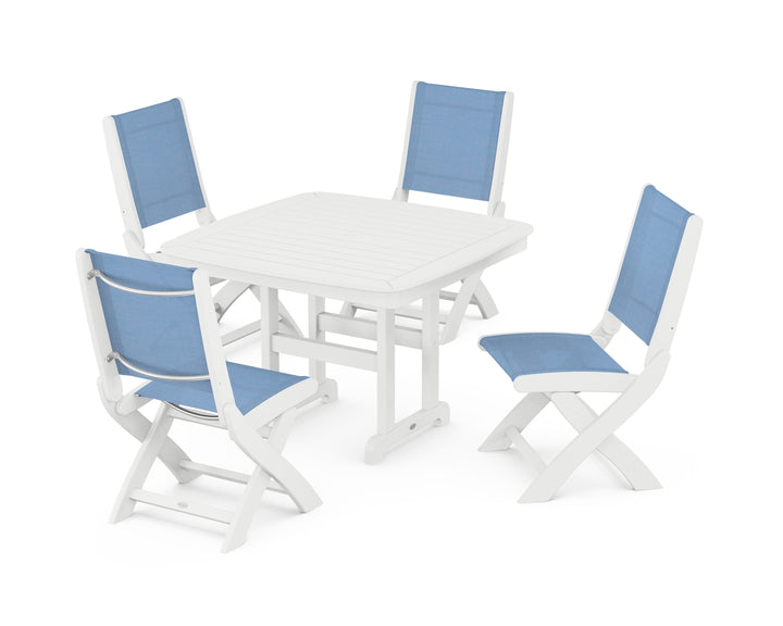 POLYWOOD® Coastal Folding Side Chair 5-Piece Dining Set