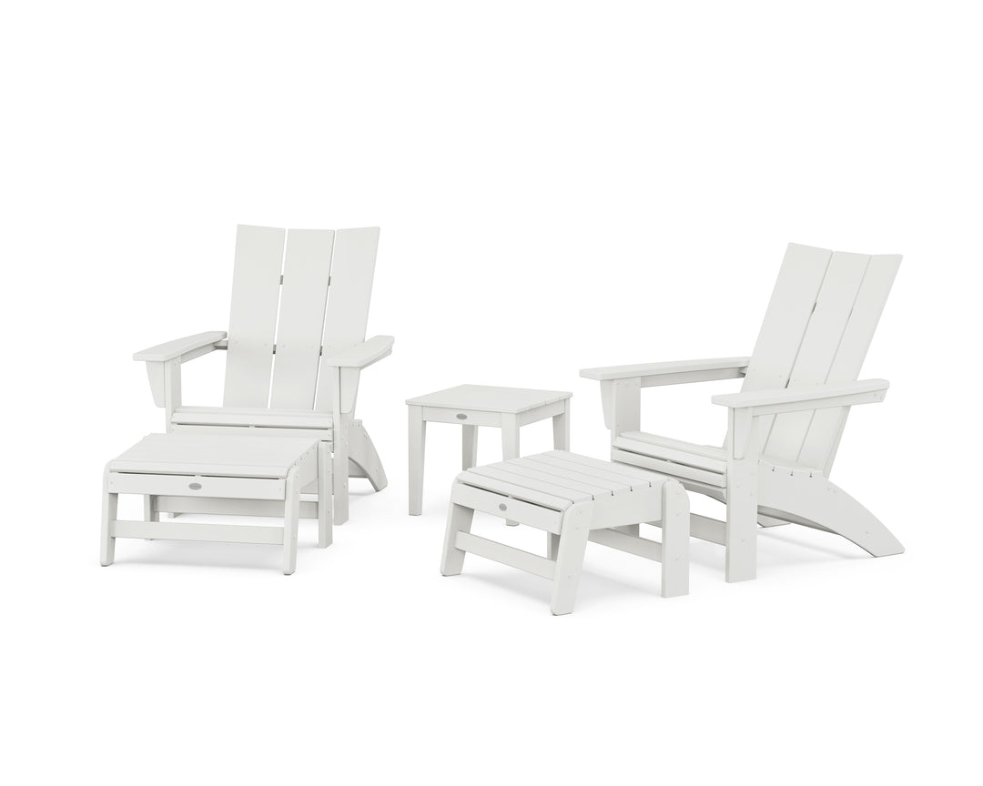 POLYWOOD® 5-Piece Modern Grand Adirondack Set with Ottomans and Side Table