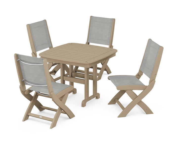 POLYWOOD® Coastal Folding Side Chair 5-Piece Dining Set