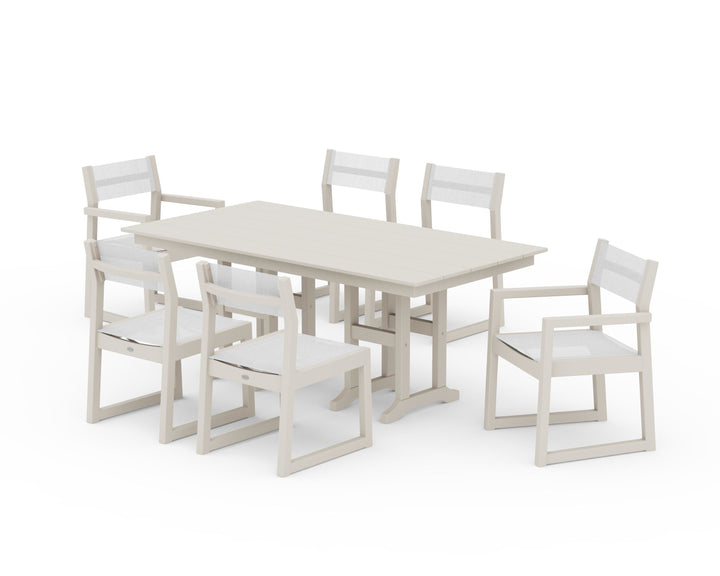 POLYWOOD® EDGE Sling 7-Piece Farmhouse Dining Set