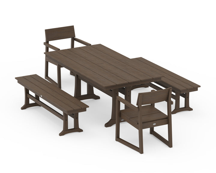 POLYWOOD® EDGE 5-Piece Farmhouse Dining Set With Trestle Legs