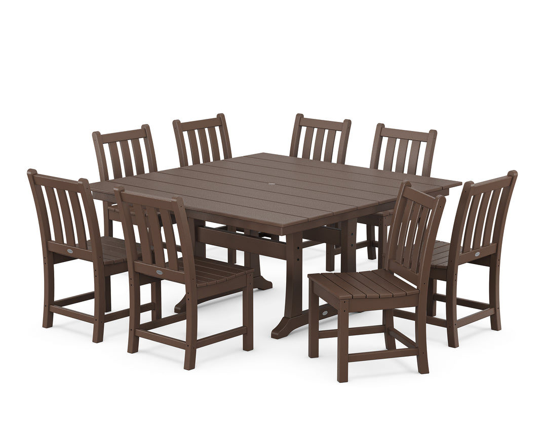 POLYWOOD® Traditional Garden 9-Piece Farmhouse Trestle Dining Set
