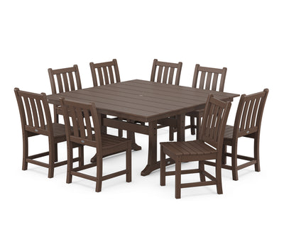 Traditional Garden 9-Piece Farmhouse Trestle Dining Set