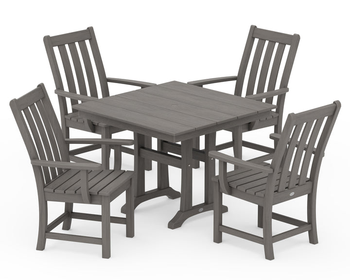 POLYWOOD® Vineyard 5-Piece Farmhouse Trestle Arm Chair Dining Set