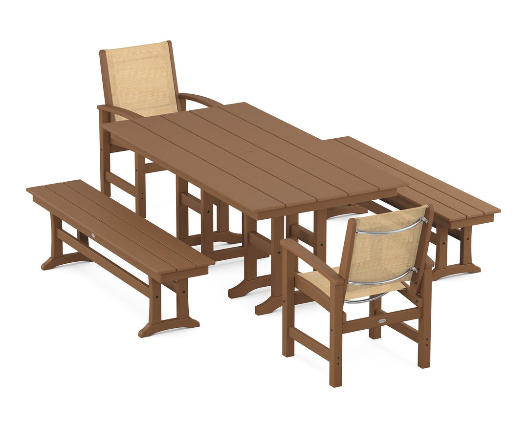 POLYWOOD® Coastal 5-Piece Farmhouse Dining Set