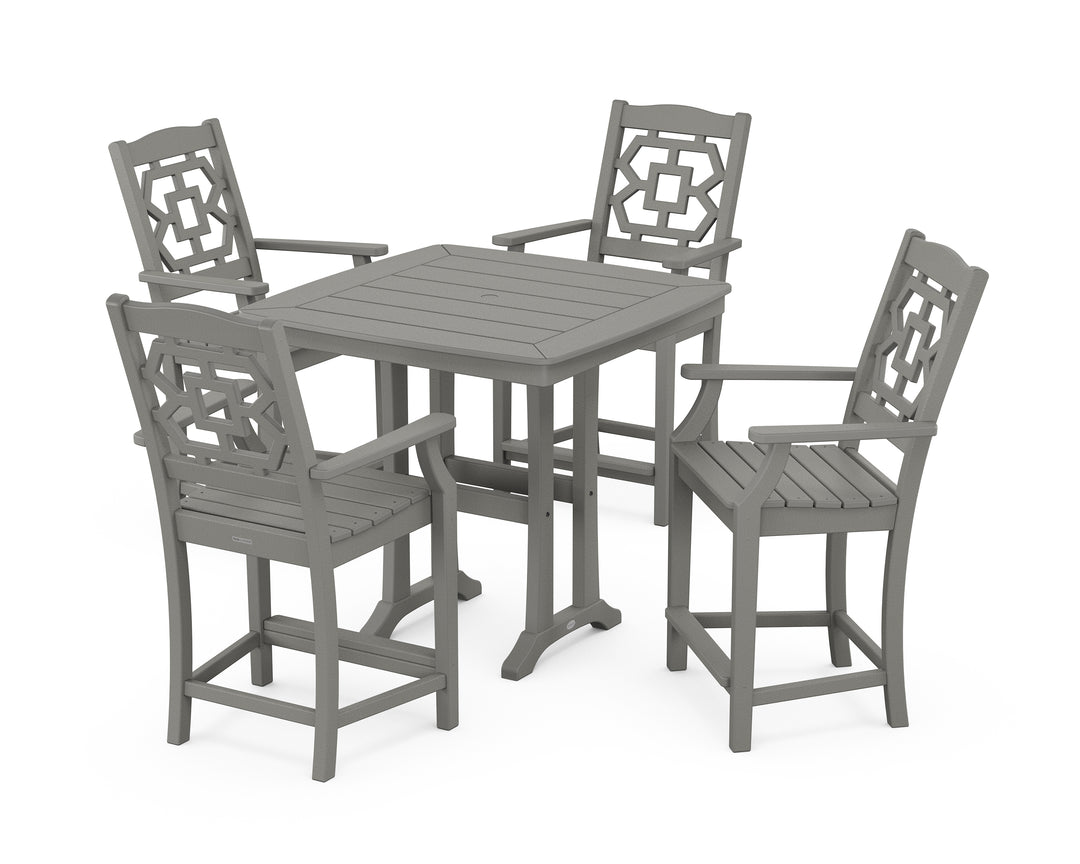 Martha Stewart by POLYWOOD® Chinoiserie 5-Piece Counter Set with Trestle Legs