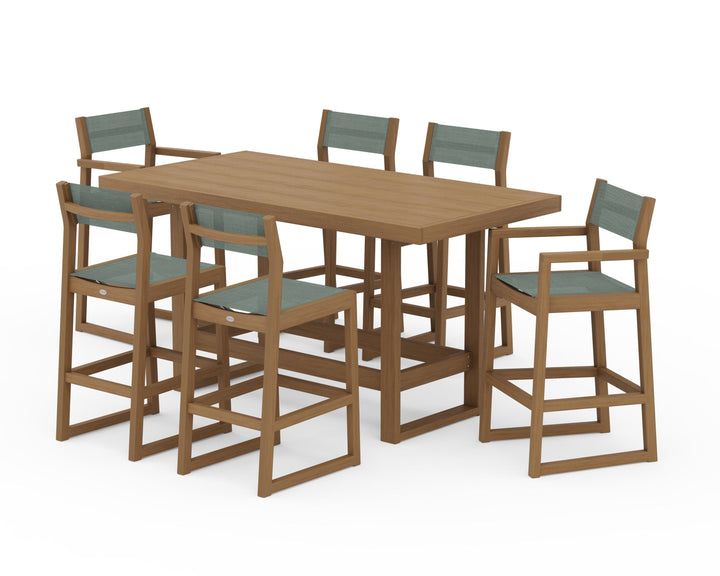POLYWOOD® EDGE Sling 7-Piece Bar Table Set