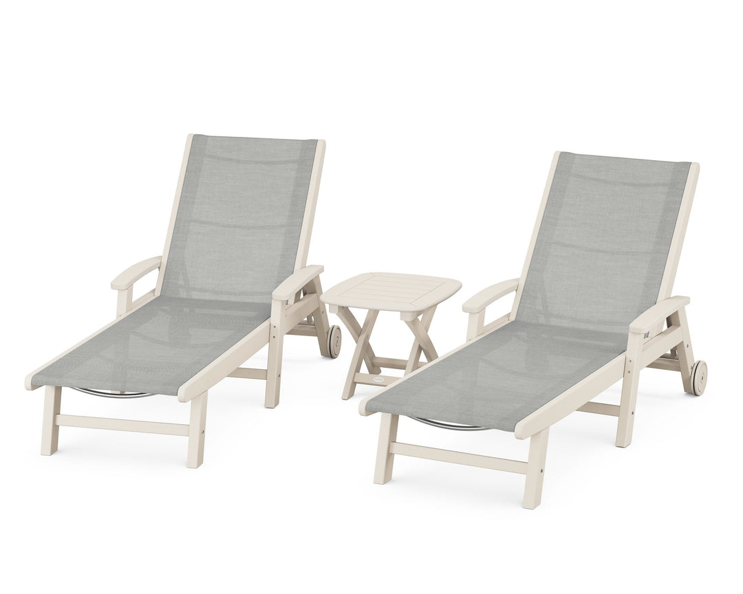 POLYWOOD® Coastal 3-Piece Wheeled Chaise Set