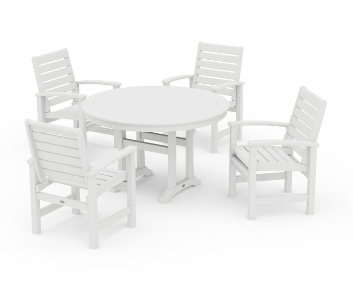 POLYWOOD® Signature 5-Piece Round Dining Set with Trestle Legs