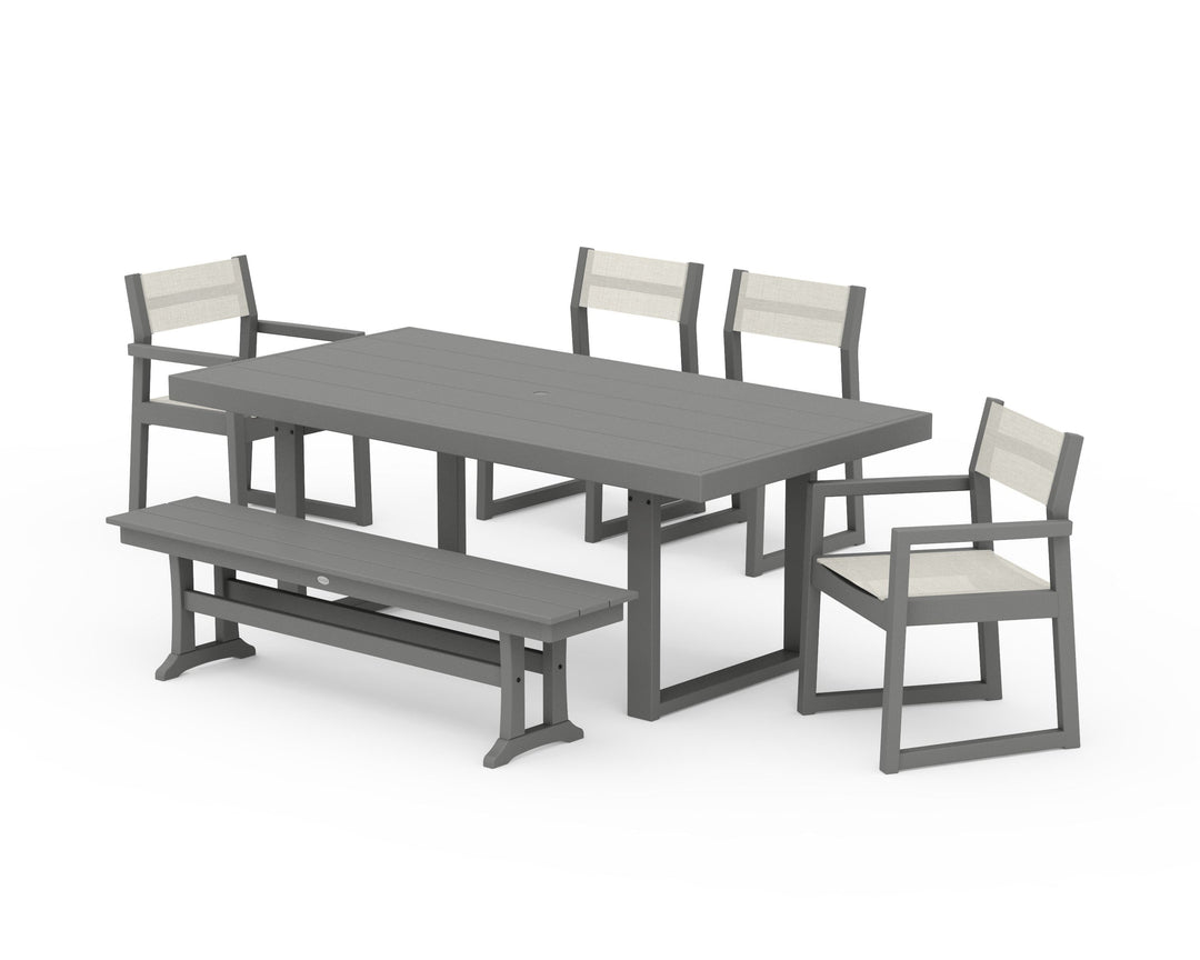 POLYWOOD® EDGE Sling 6-Piece Dining Set with Bench
