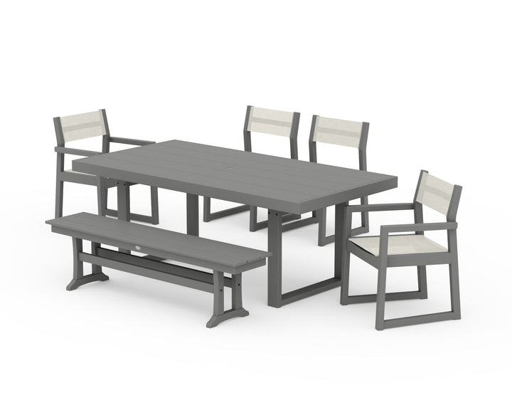 POLYWOOD® EDGE Sling 6-Piece Dining Set with Bench
