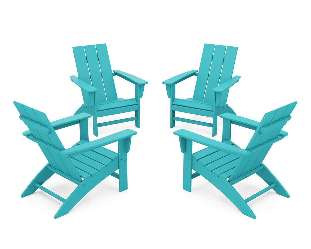 POLYWOOD® 4-Piece Modern Adirondack Chair Conversation Set