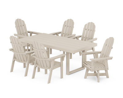 Vineyard Curveback Adirondack Swivel Chair 7-Piece Dining Set