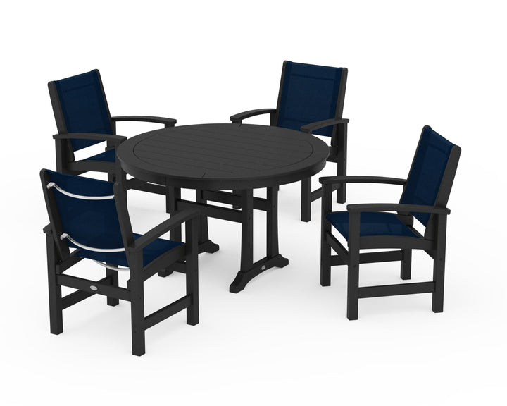 POLYWOOD® Coastal 5-Piece Round Dining Set with Trestle Legs
