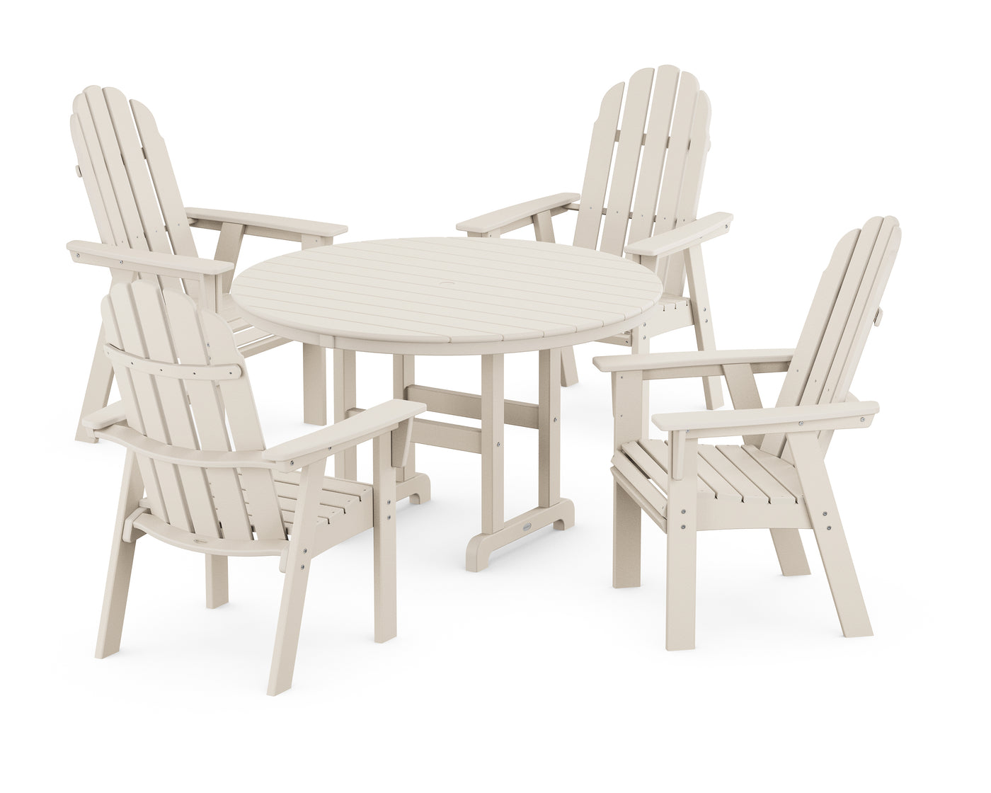 Vineyard Curveback Adirondack 5-Piece Round Farmhouse Dining Set