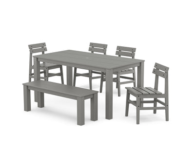 Modern Studio Plaza Chair 6-Piece Parsons Dining Set with Bench