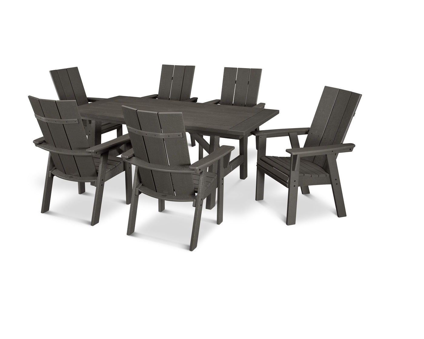 Modern Curveback Adirondack 7-Piece Rustic Farmhouse Dining Set