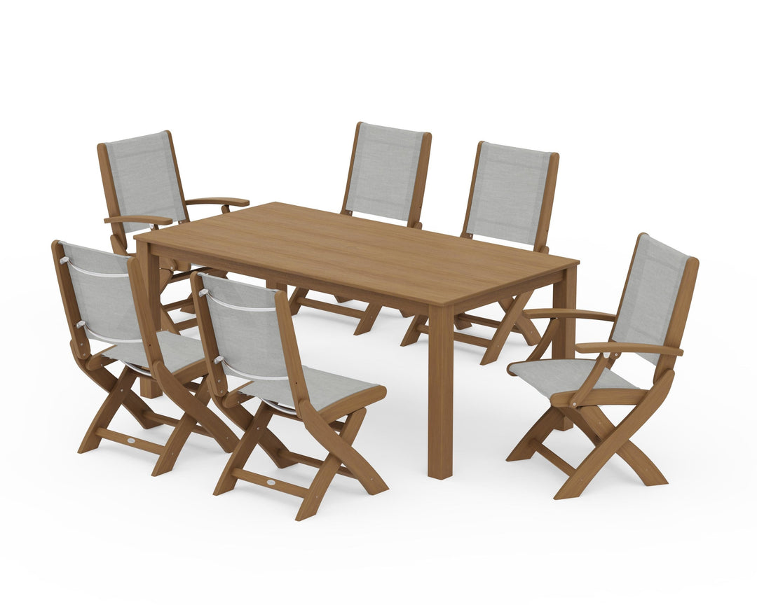 POLYWOOD® Coastal Folding Chair 7-Piece Parsons Dining Set