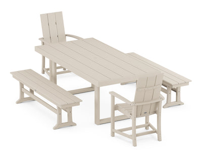 Modern Adirondack 5-Piece Dining Set with Benches