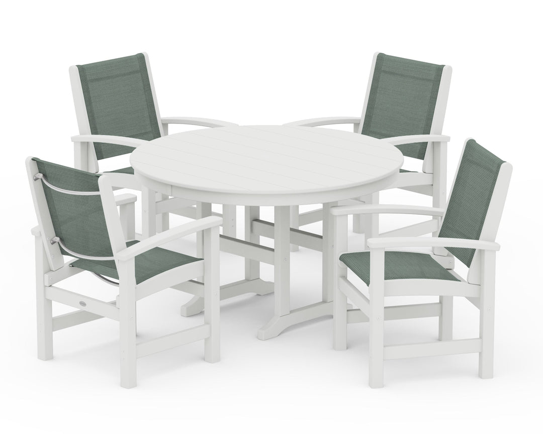 POLYWOOD® Coastal 5-Piece Round Farmhouse Dining Set