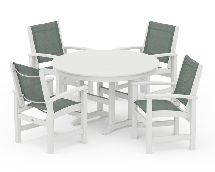 POLYWOOD® Coastal 5-Piece Round Farmhouse Dining Set