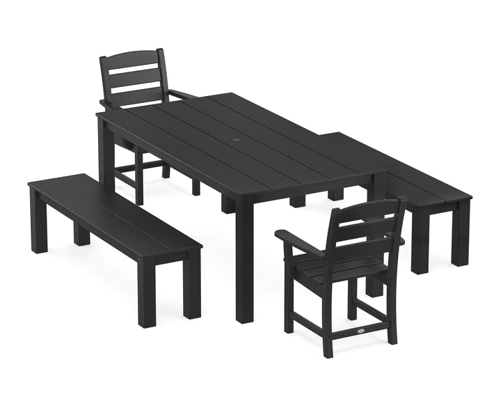 POLYWOOD® Lakeside 5-Piece Parsons Dining Set with Benches