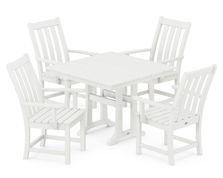 POLYWOOD® Vineyard 5-Piece Farmhouse Trestle Arm Chair Dining Set