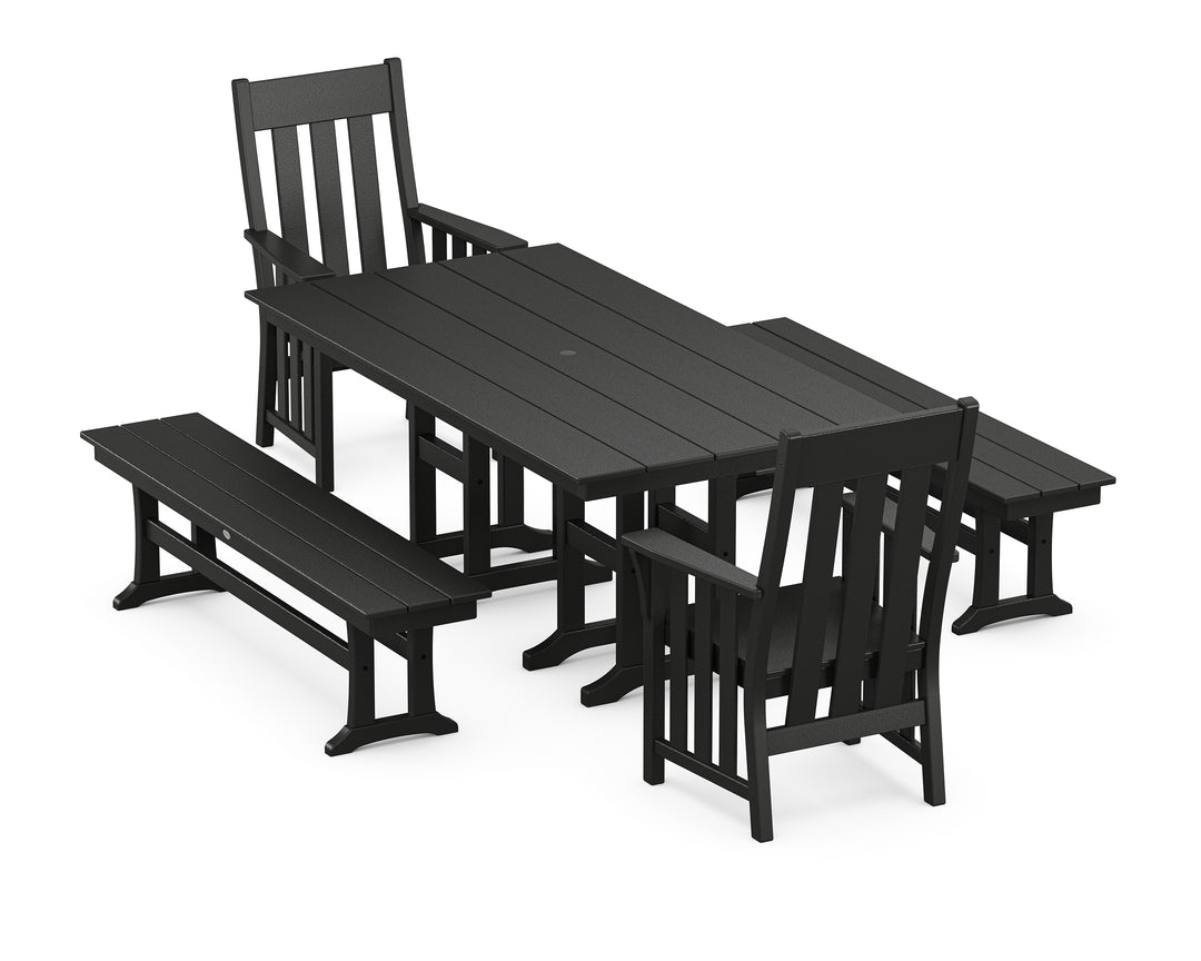 Martha Stewart by POLYWOOD® Acadia 5-Piece Farmhouse Dining Set with Benches