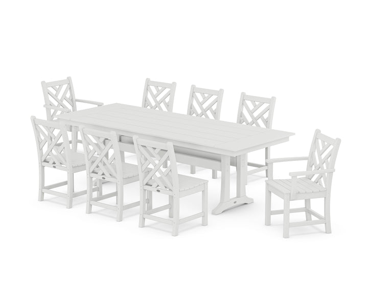 POLYWOOD® Chippendale 9-Piece Farmhouse Dining Set with Trestle Legs