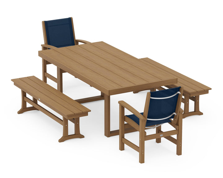 POLYWOOD® Coastal 5-Piece Dining Set with Trestle Legs