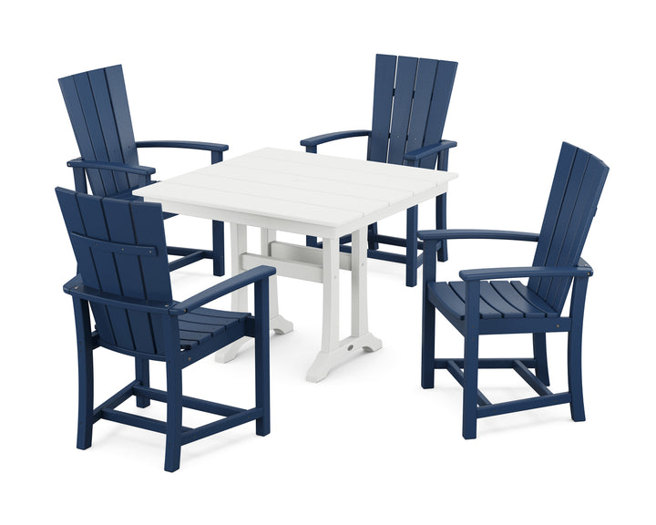 POLYWOOD® Quattro 5-Piece Farmhouse Dining Set With Trestle Legs