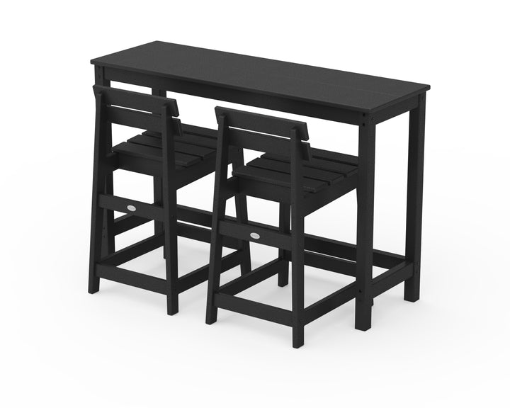 POLYWOOD® Modern Studio Plaza Lowback Counter Chair 3-Piece Balcony Set