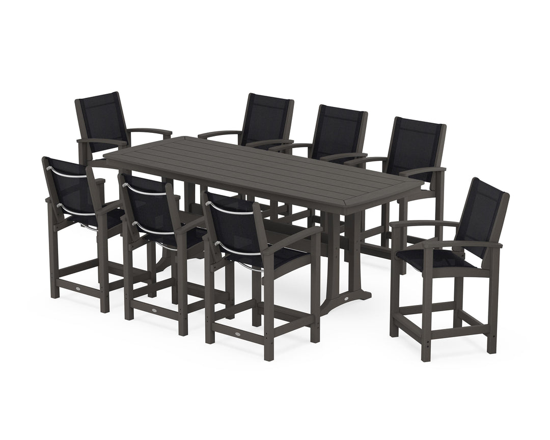 POLYWOOD® Coastal 9-Piece Counter Set with Trestle Legs