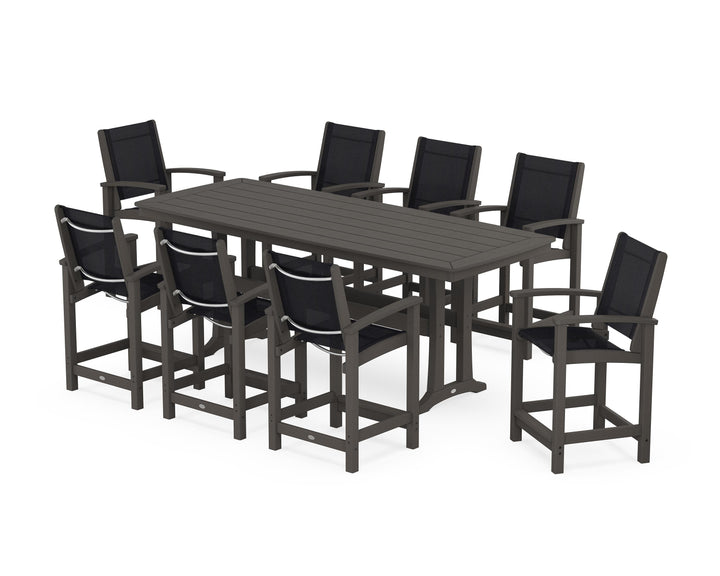 POLYWOOD® Coastal 9-Piece Counter Set with Trestle Legs