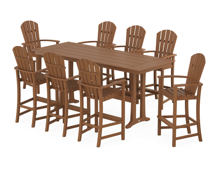 POLYWOOD® Palm Coast 9-Piece Farmhouse Bar Set with Trestle Legs