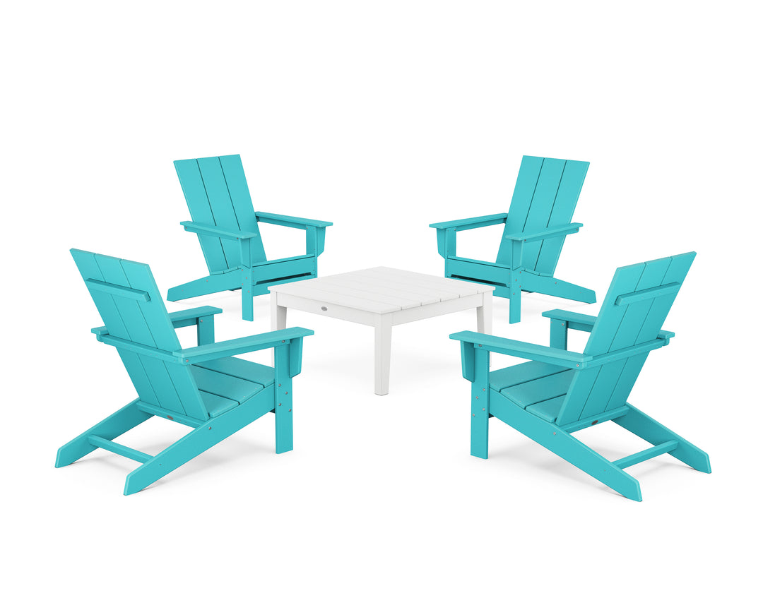 POLYWOOD® 5-Piece Modern Studio Adirondack Chair Conversation Group