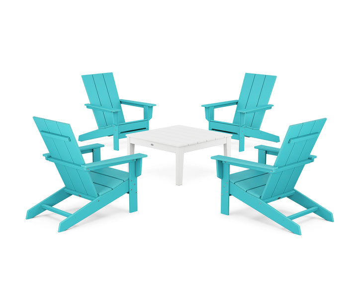 POLYWOOD® 5-Piece Modern Studio Adirondack Chair Conversation Group