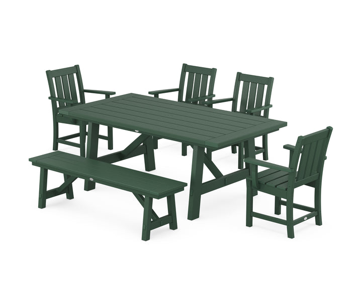 POLYWOOD® Oxford 6-Piece Rustic Farmhouse Dining Set with Bench