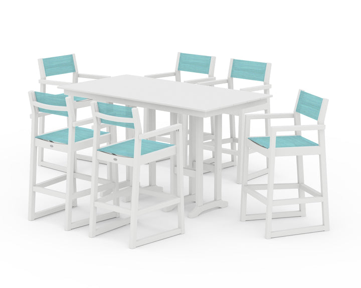 POLYWOOD® EDGE Sling Arm Chair 7-Piece Farmhouse Bar Set