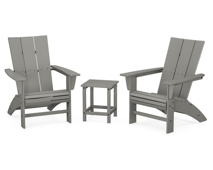 POLYWOOD® Modern 3-Piece Curveback Adirondack Set with Long Island 18" Side Table