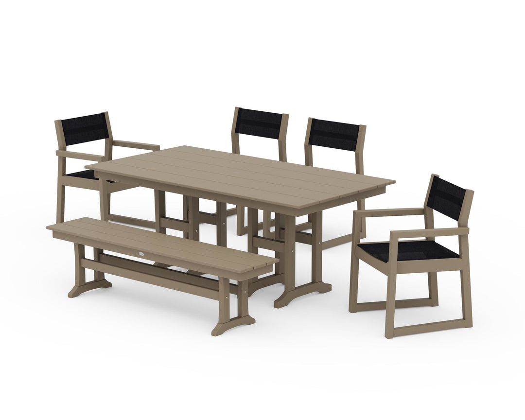 POLYWOOD® EDGE Sling 6-Piece Farmhouse Dining Set