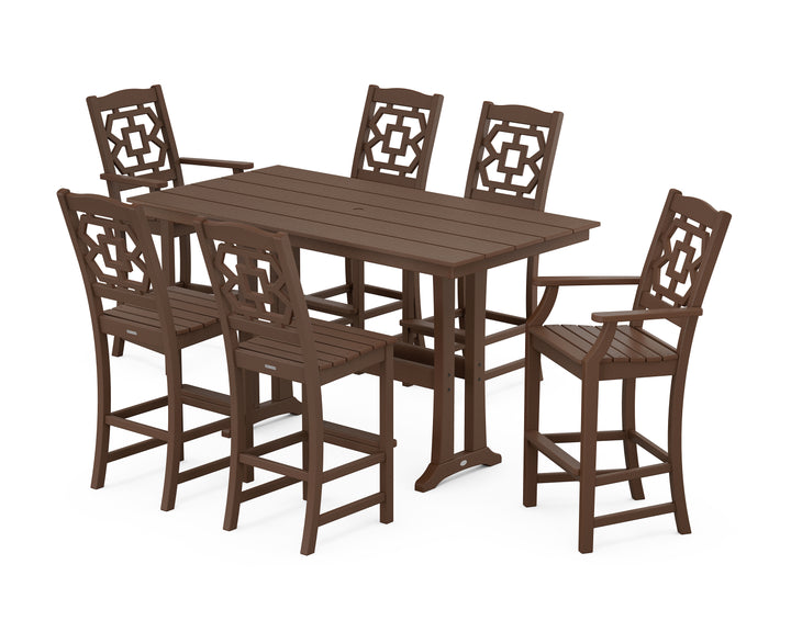 Martha Stewart by POLYWOOD® Chinoiserie 7-Piece Farmhouse Bar Set with Trestle Legs