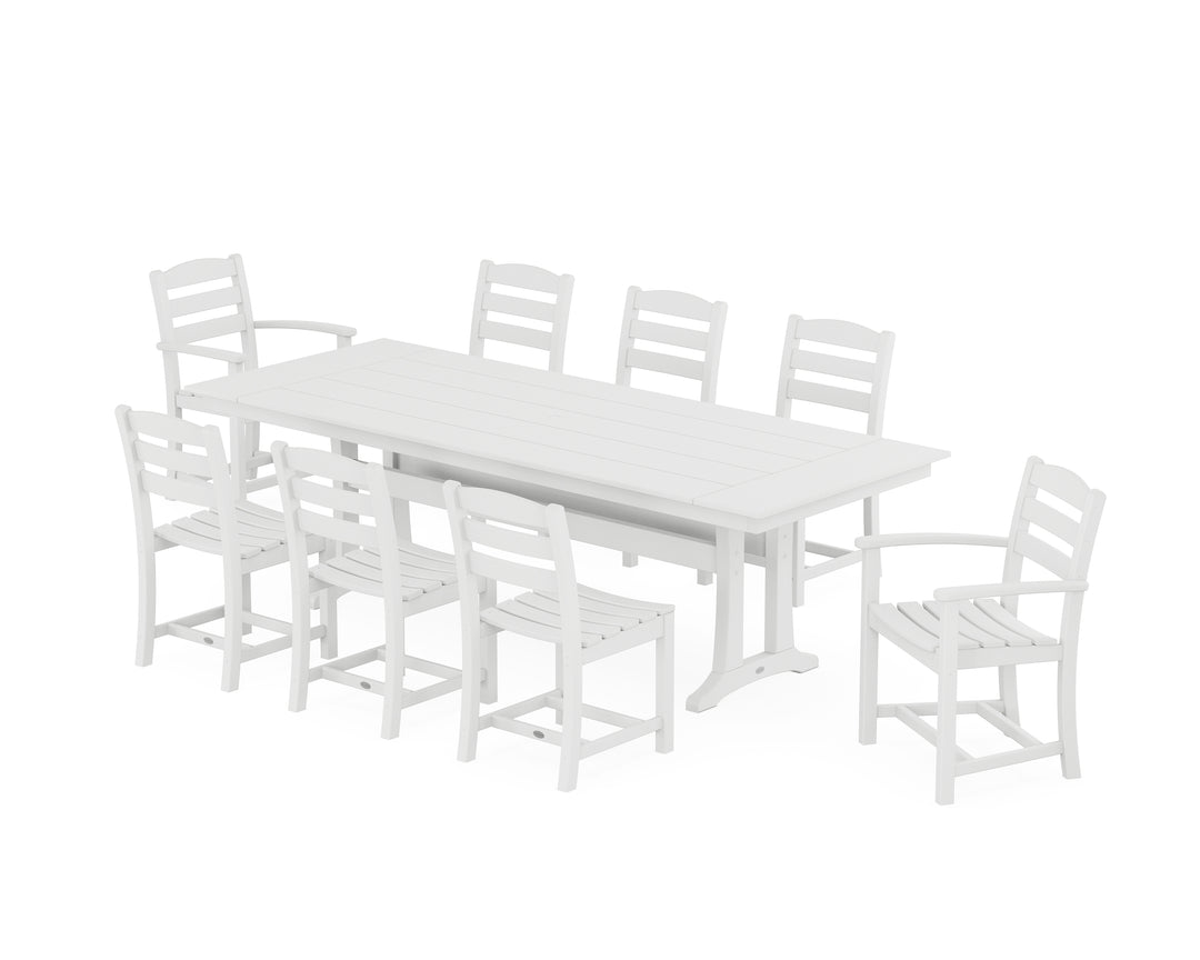 POLYWOOD® La Casa Café 9-Piece Farmhouse Dining Set with Trestle Legs