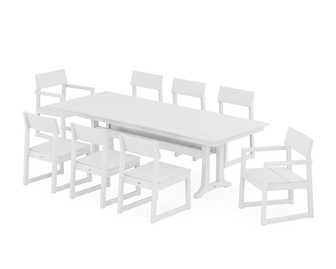 POLYWOOD® EDGE 9-Piece Farmhouse Dining Set with Trestle Legs