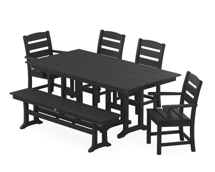 POLYWOOD® Lakeside 6-Piece Farmhouse Dining Set with Bench