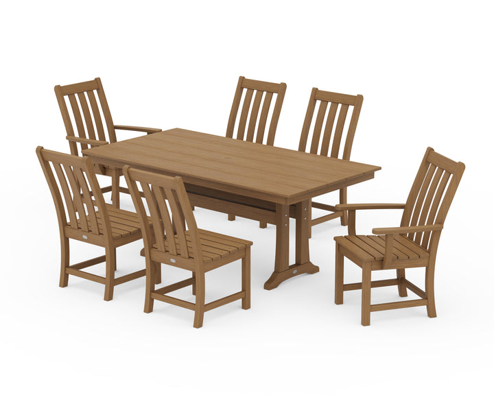 POLYWOOD® Vineyard 7-Piece Farmhouse Dining Set with Trestle Legs
