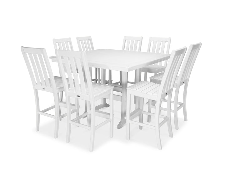 POLYWOOD® Vineyard 9-Piece Nautical Trestle Bar Set