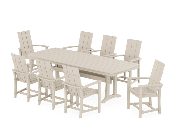 POLYWOOD® Modern Adirondack 9-Piece Dining Set with Trestle Legs