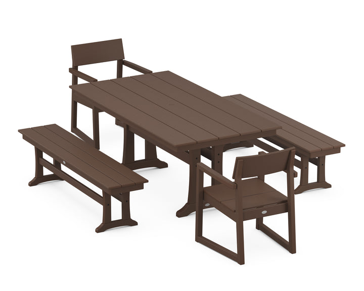 POLYWOOD® EDGE 5-Piece Farmhouse Dining Set With Trestle Legs