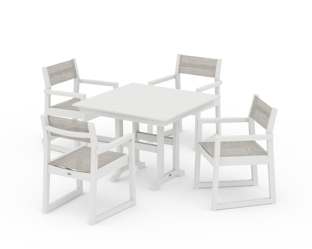 POLYWOOD® EDGE Sling Arm Chair 5-Piece Farmhouse Dining Set